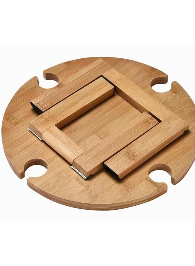 Eoptify طاولة نزهة قابلة للطي مصنوعة من الخشب المحمول مع فاصل وحامل كؤوس النبيذ، صينية خفيفة للوجبات الخفيفة للاستخدام في الهواء الطلق، الشاطئ، التنزه، والديكور - Image 4